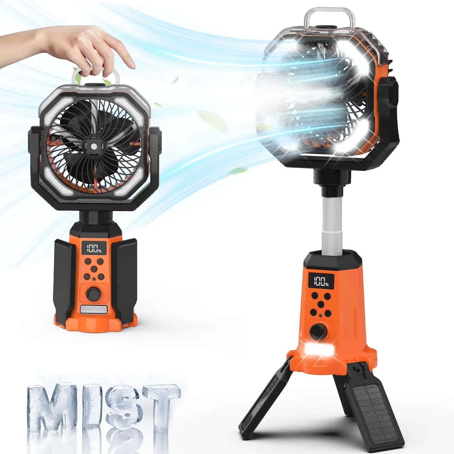 4-in-1 Portable Rechargeable Fan with Spray and Light-green / United States