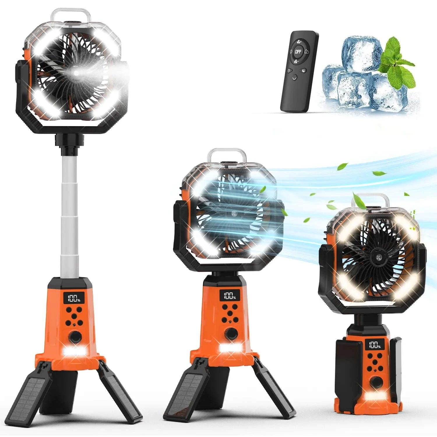 4-in-1 Portable Rechargeable Fan with Spray and Light-green / United States
