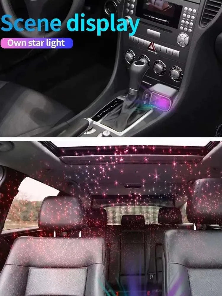 4‑in‑1 Retractable Car Charger with Starry Sky Light and Dual Ports-Type-C and Type-C / China Mainland