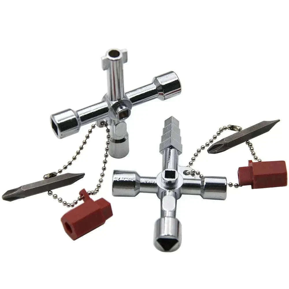 4-in-1 Silver Key Wrench Set for Cabinets and Valves-4in1 Pagoda