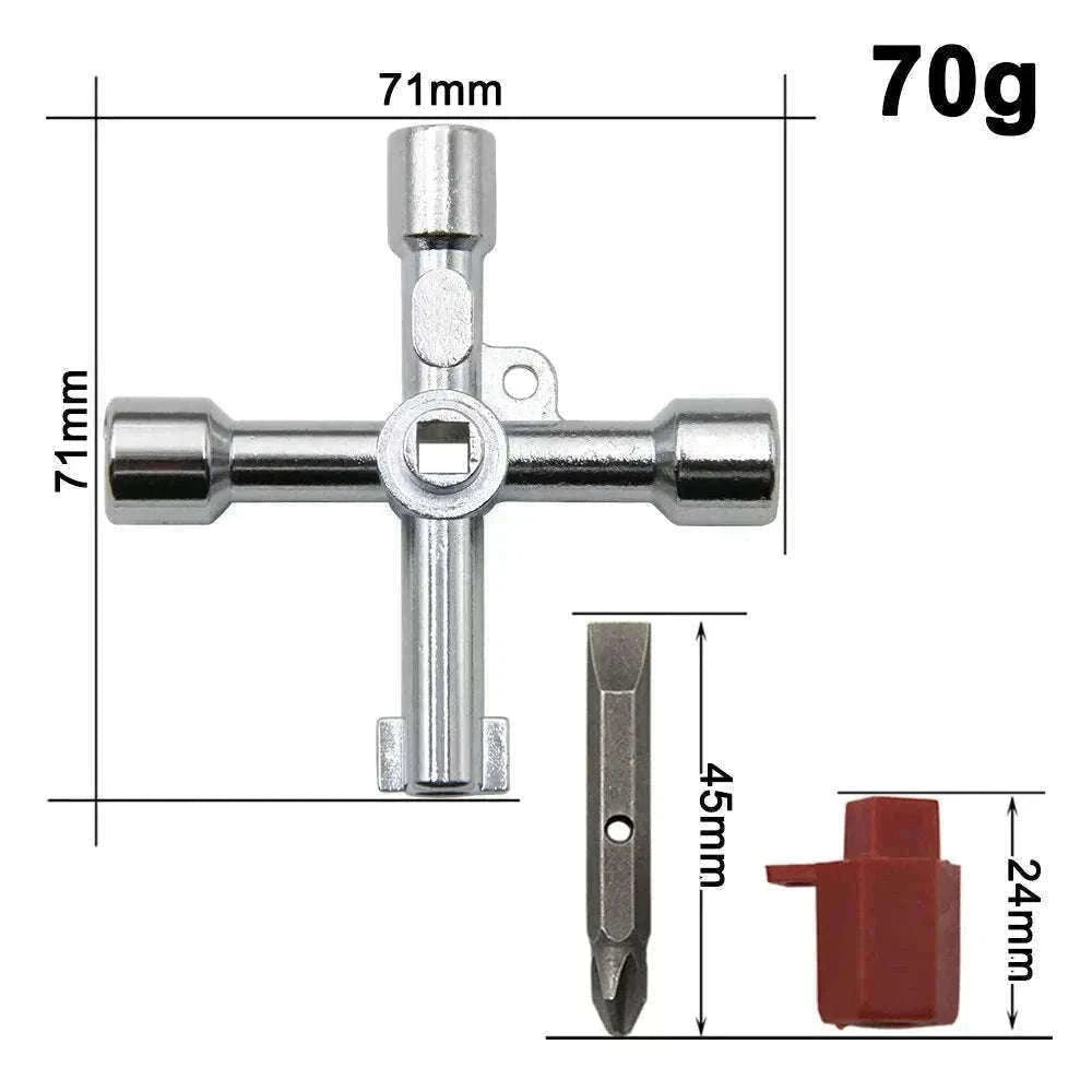 4-in-1 Silver Key Wrench Set for Cabinets and Valves-4in1 Pagoda