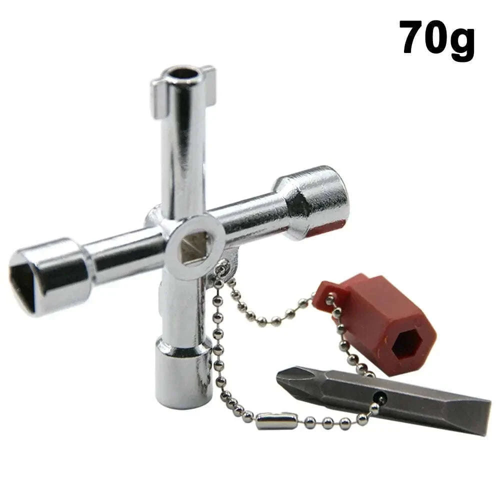 4-in-1 Silver Key Wrench Set for Cabinets and Valves-