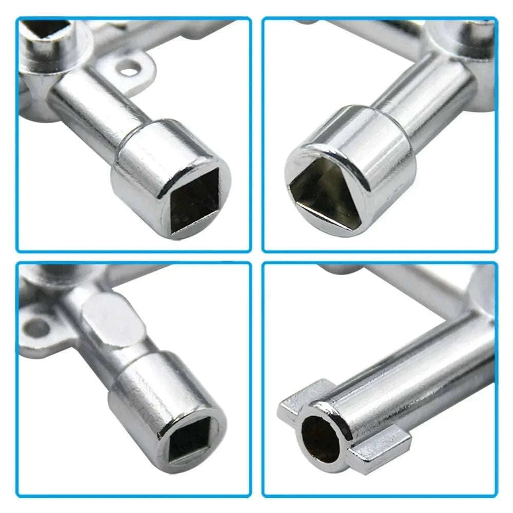 4-in-1 Silver Key Wrench Set for Cabinets and Valves-