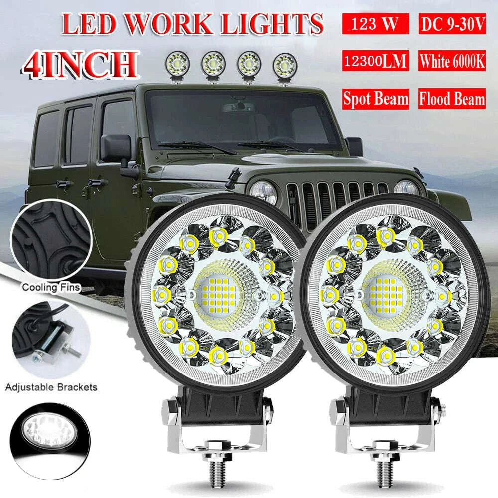 4 Inch 102W LED Work Light Bar 12V 24V-4pcs round 99W