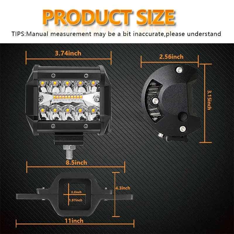 4 Inch 60W Work Light with Tow Hitch Mount-light-2pcs