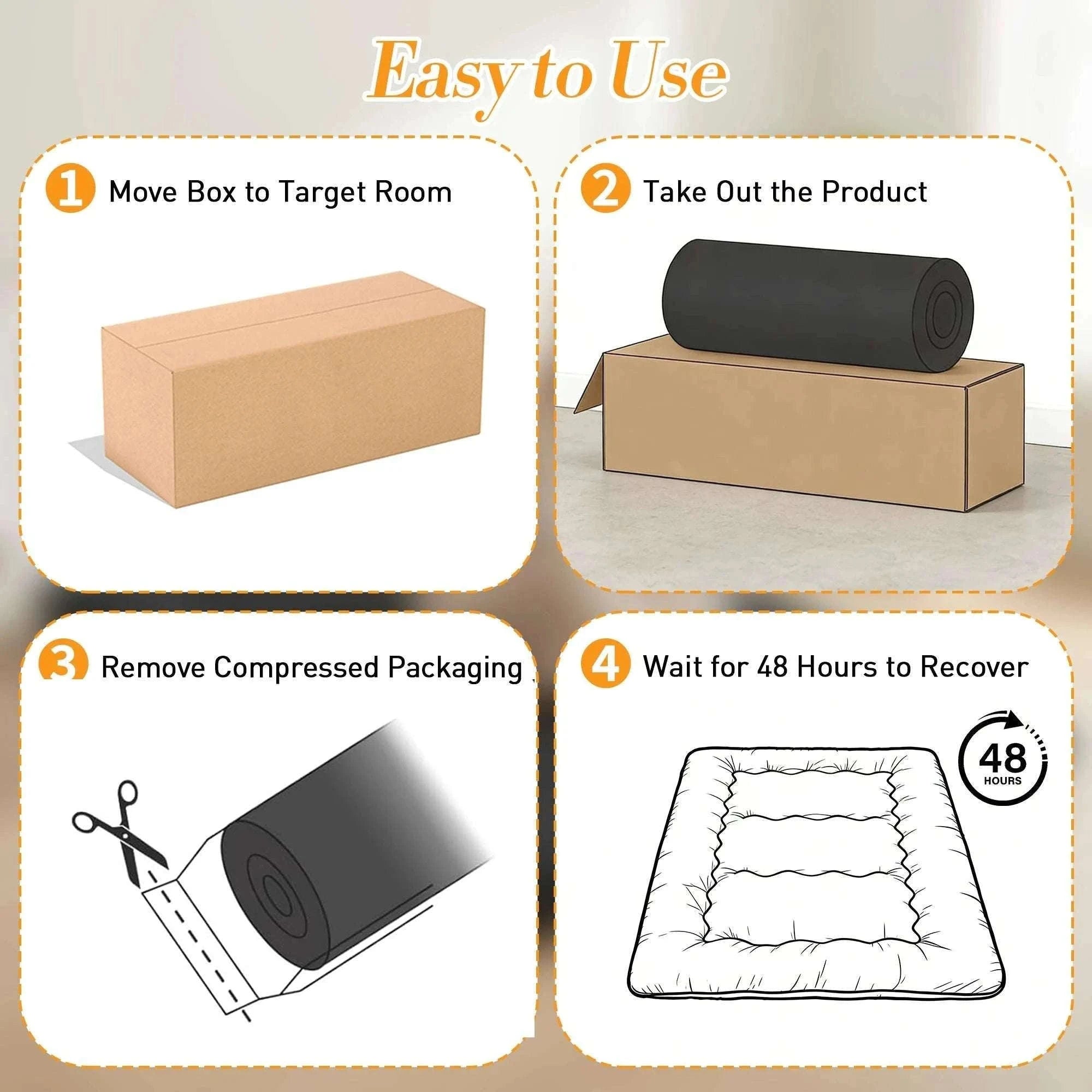 4 Inch Foldable Floor Mattress with Washable Cover and Storage Bag-Gray / Queen / United States