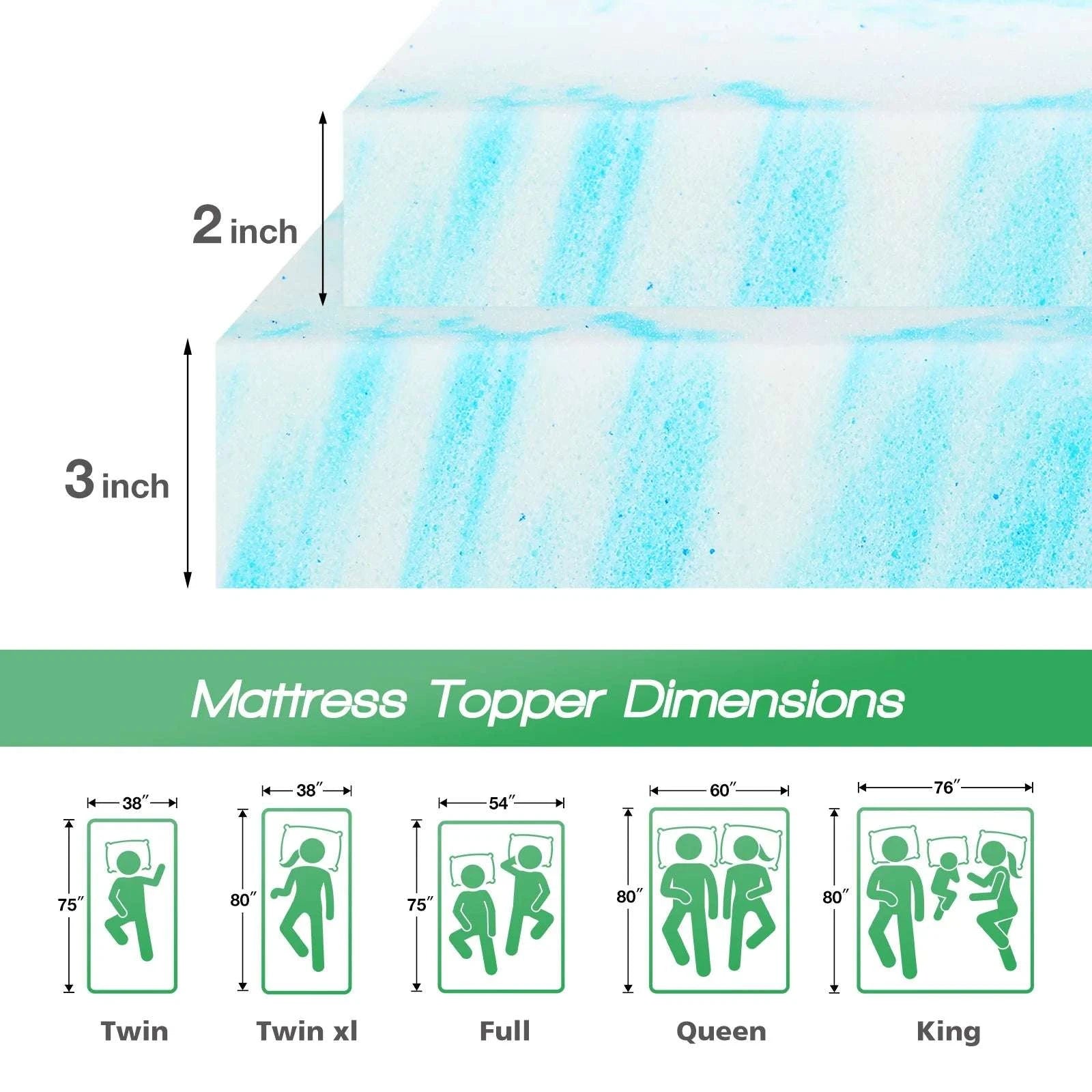 4-Inch Gel Infused Cooling Memory Foam Mattress Topper-4 Inch / California King / United States
