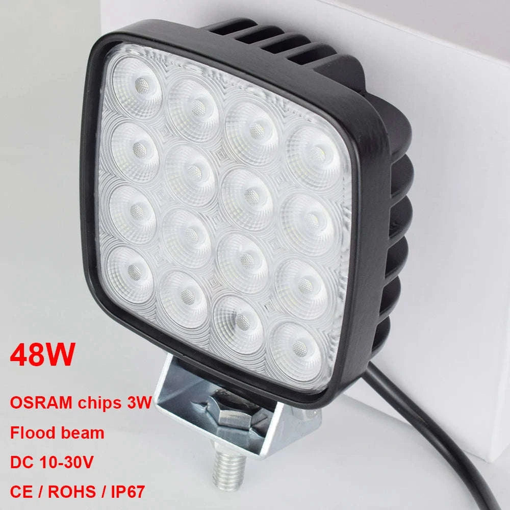 4 Inch LED Flood Light 12V/24V 48W 6240lm IP67-WHITE / 6000K