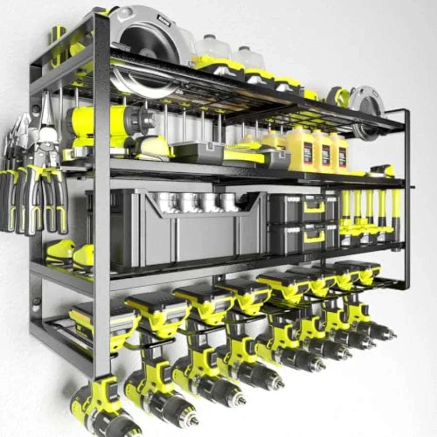 4-Layer Heavy Duty Wall-Mount Power Tool Organizer Rack-United States / 4-Layer8-DrillCordle / black