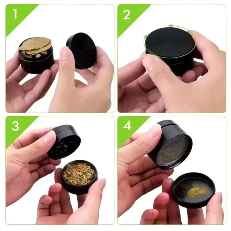 4-Layer Metal Herb Grinder with Magnetic Lid – Manual Spice Mill-United States / 1.6inch-40mm