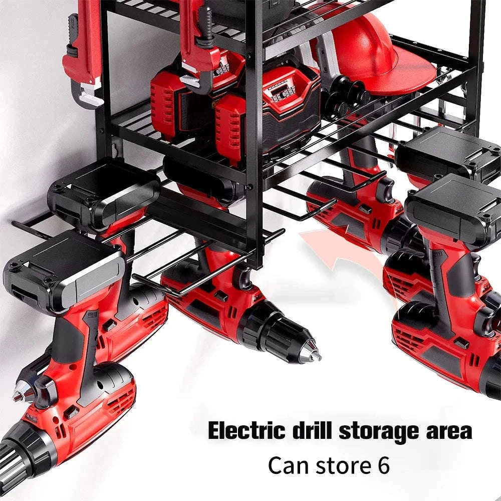 4-Layer Wall Mounted Tool Organizer Cabinet with Pegboard Storage-black / france