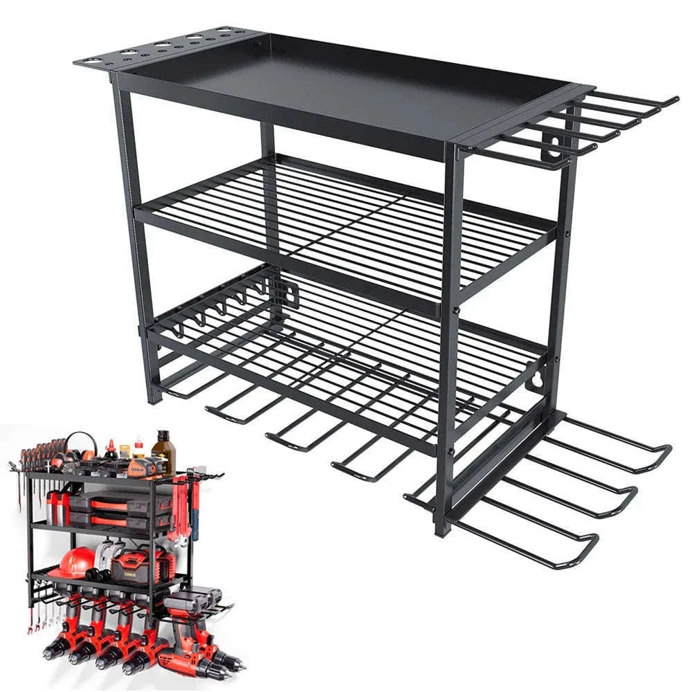4-Layer Wall Mounted Tool Organizer Cabinet with Pegboard Storage-black / france
