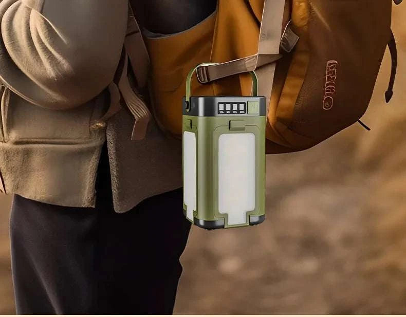 4-Leaf Foldable Camping Lantern Solar Rechargeable Emergency Light-Green