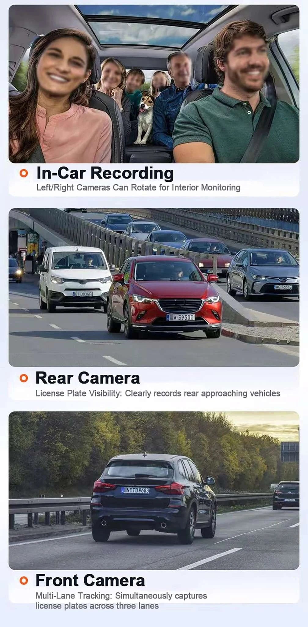 4-Lens 360° Dash Cam with Night Vision & 24H Parking Monitor-4-channel / 128G