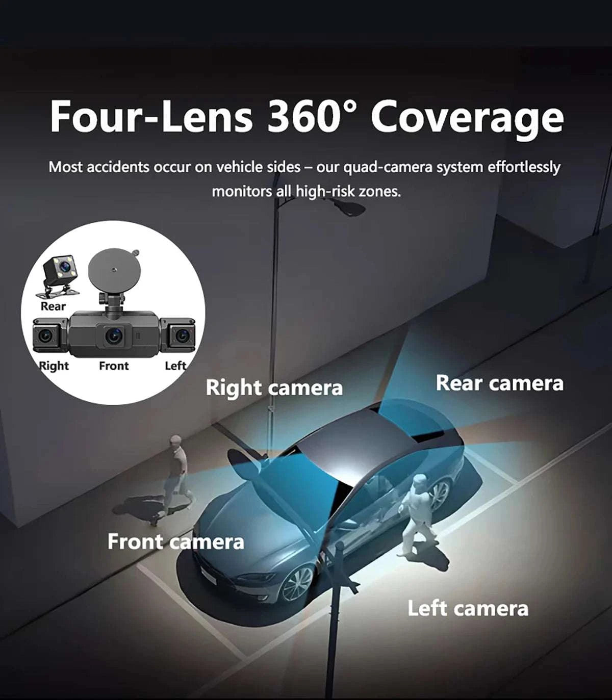 4-Lens 360° Dash Cam with Night Vision & 24H Parking Monitor-4-channel / 128G