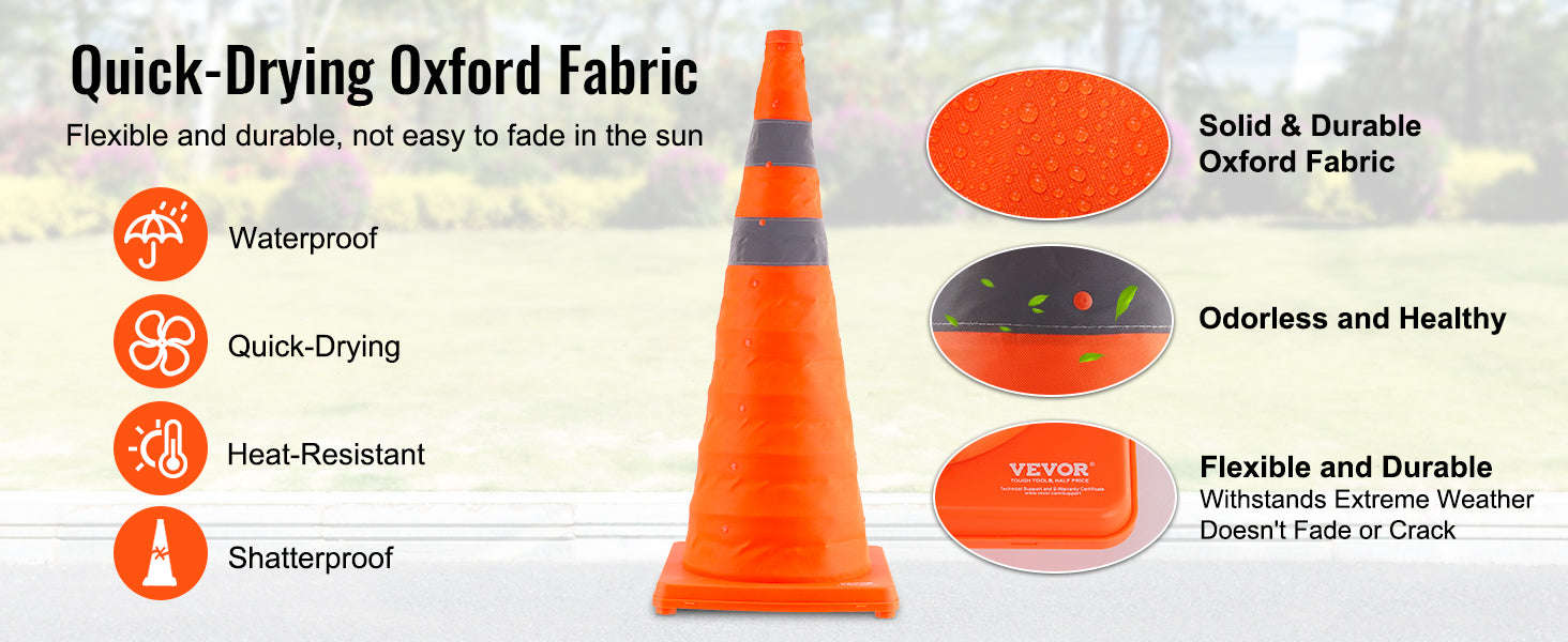 4 Pack 28 Inch Collapsible Safety Cones with Reflective Collars, Wide Base and Storage Bag-United States / 28 inch 4 pcs