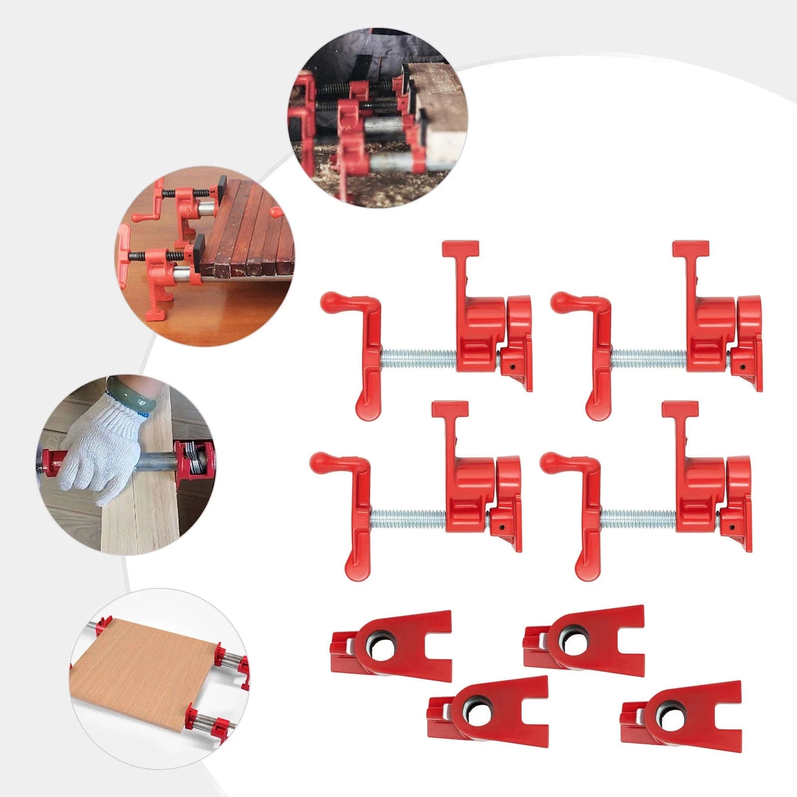 4-Pack 3/4 Inch Wood Gluing Pipe Clamp Set-Germany