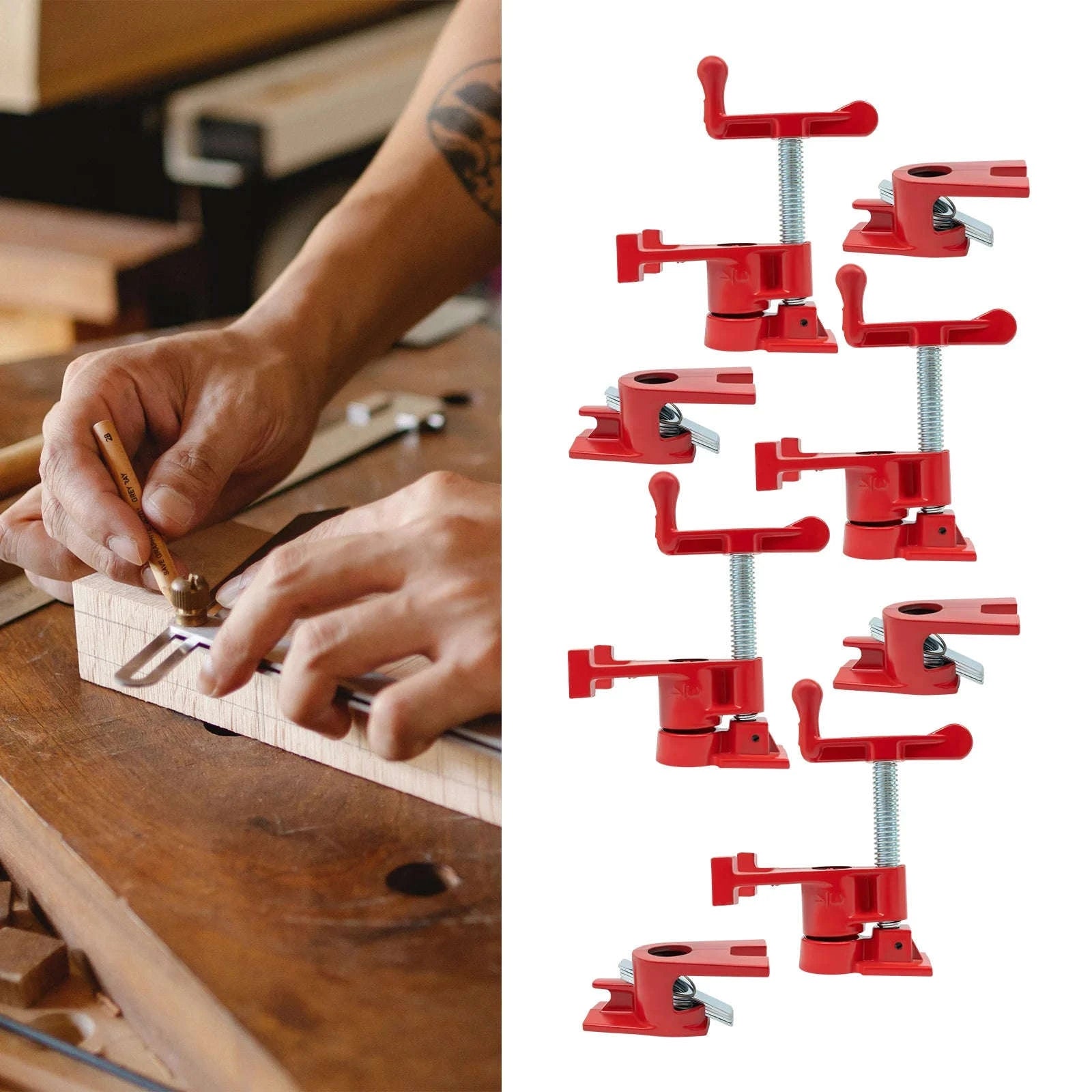 4-Pack 3/4 Inch Wood Gluing Pipe Clamp Set-Germany