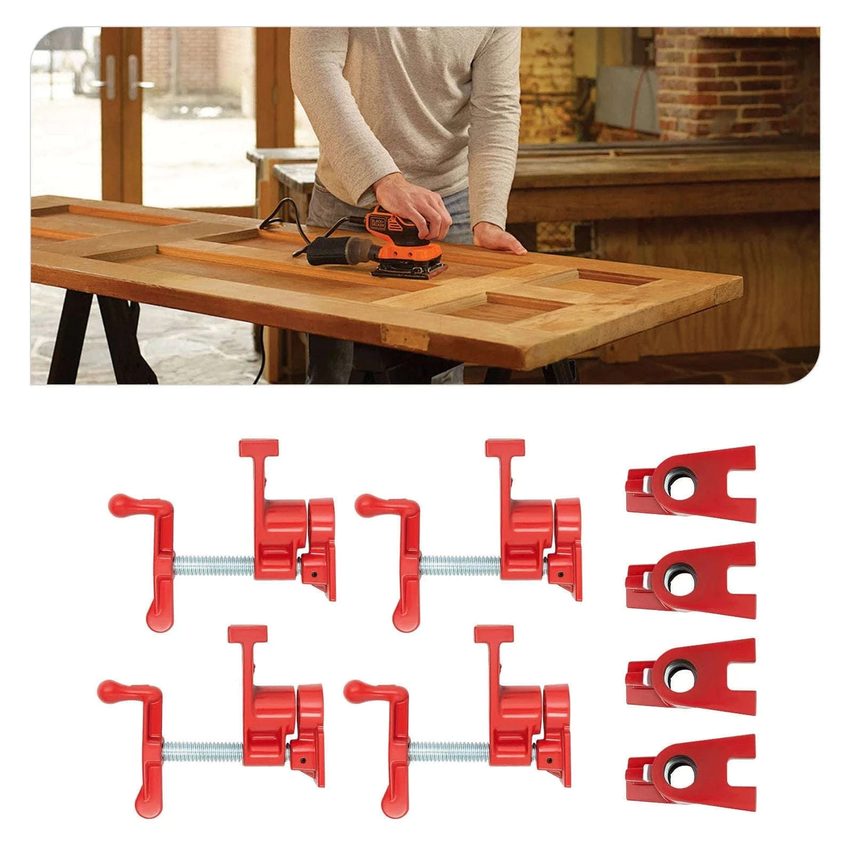 4-Pack 3/4 Inch Wood Gluing Pipe Clamp Set-Germany