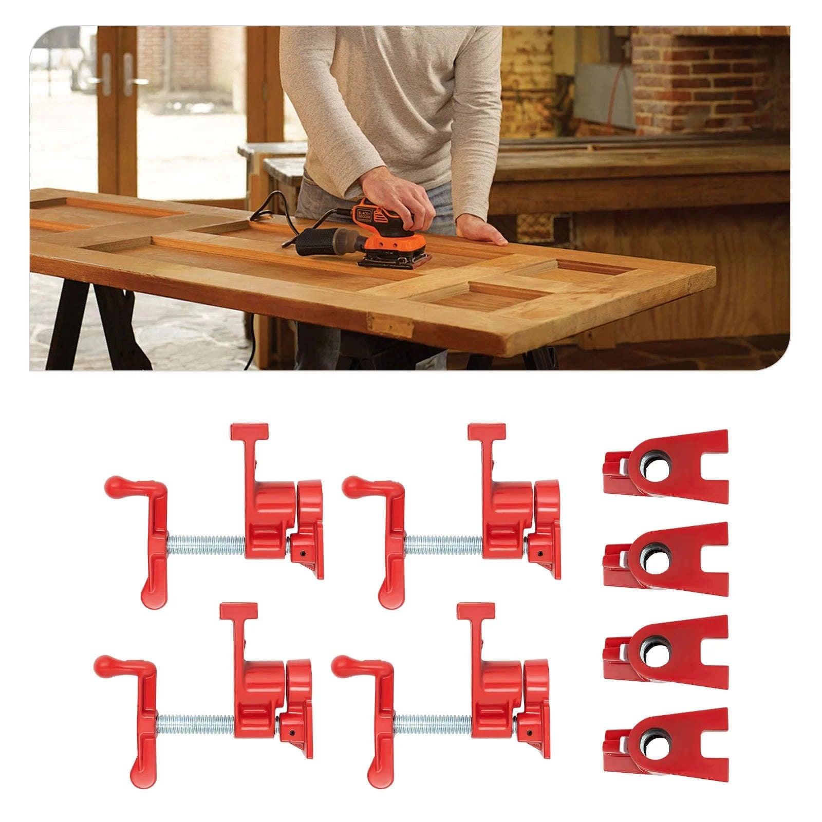 4-Pack 3/4 Inch Wood Gluing Pipe Clamp Set-Germany