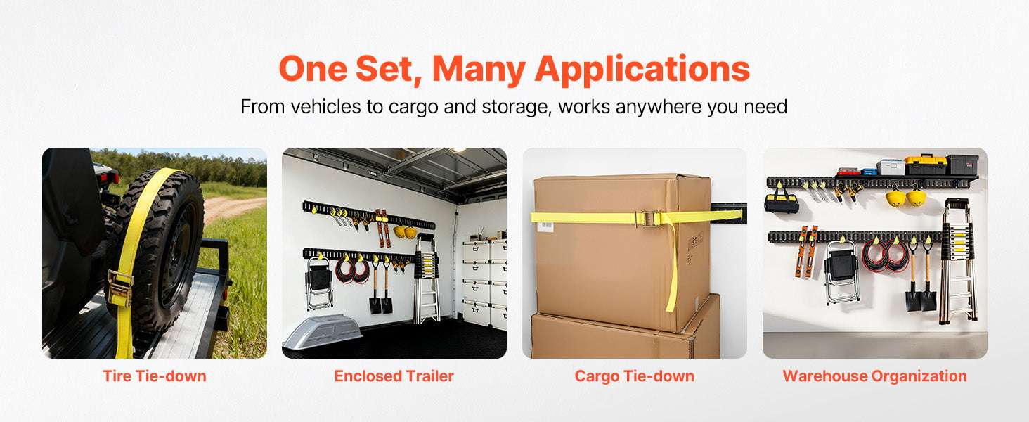 4-Pack 7.7ft E-Track Tie-Down Rails 2000 lb Cargo System-4 Pack / United States