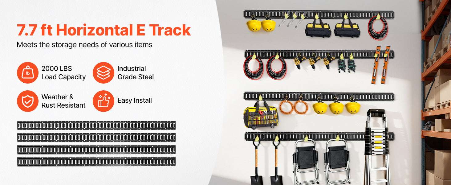 4-Pack 7.7ft E-Track Tie-Down Rails 2000 lb Cargo System-4 Pack / United States