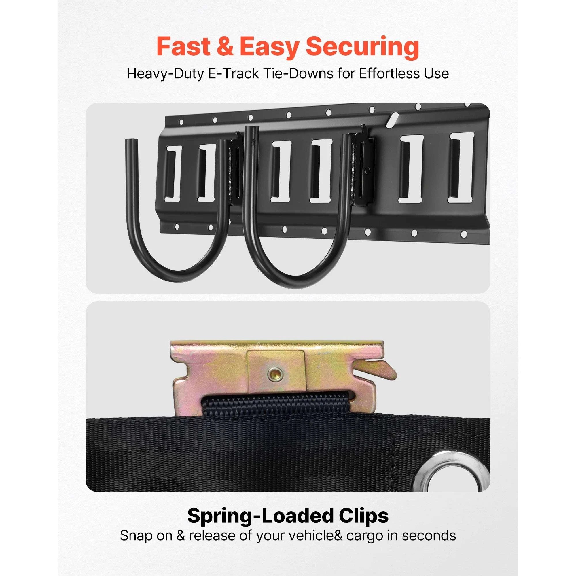 4 Pack E-Track Tie-Down Rail Kit with Hooks, Shelves & Tire Holders-4 Pack / United States