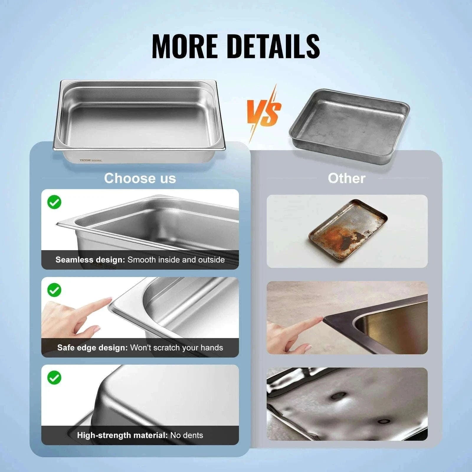 4-Pack Full-Size Stainless Steel Steam Table Pans with Lids, 4-Inch Deep-4 Packs / CZECH REPUBLIC