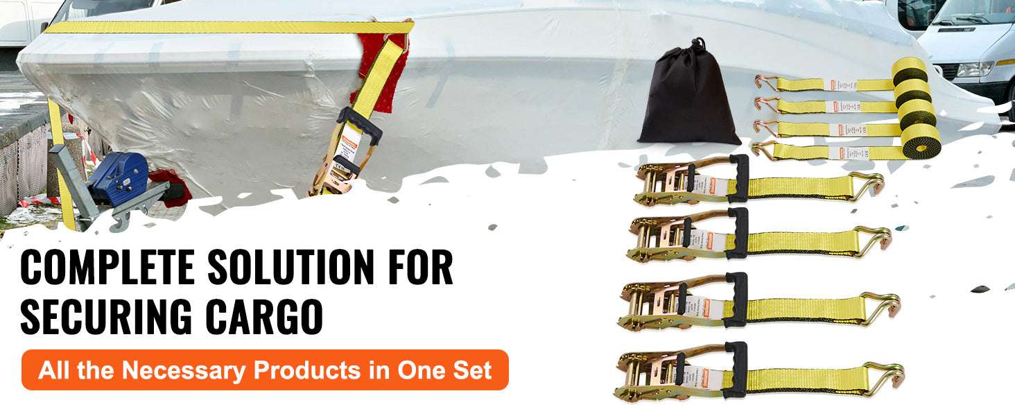 4-Pack Ratchet Tie Down Straps with J-Hooks for Cargo & Transport-2 x 15inch / spain