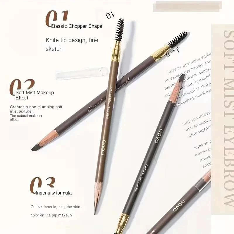 4 Pack Waterproof Eyebrow Pencils with Spoolie for Natural Brows-4Pcs / United States / 40g