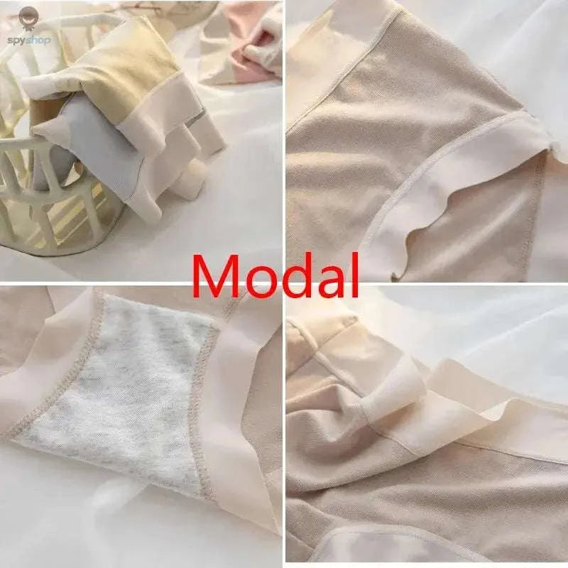 4-Pack Women's Seamless Modal Briefs-L / YellowGreenGrayApri / 4pcs