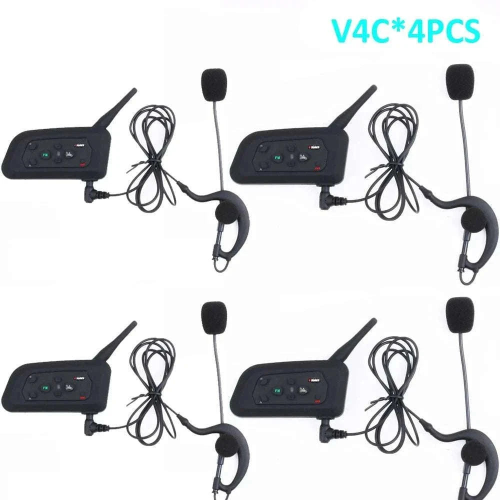 4-Person Referee Intercom Headset V4C 1200m Full Duplex Bluetooth-V4Cx4 add Handbag
