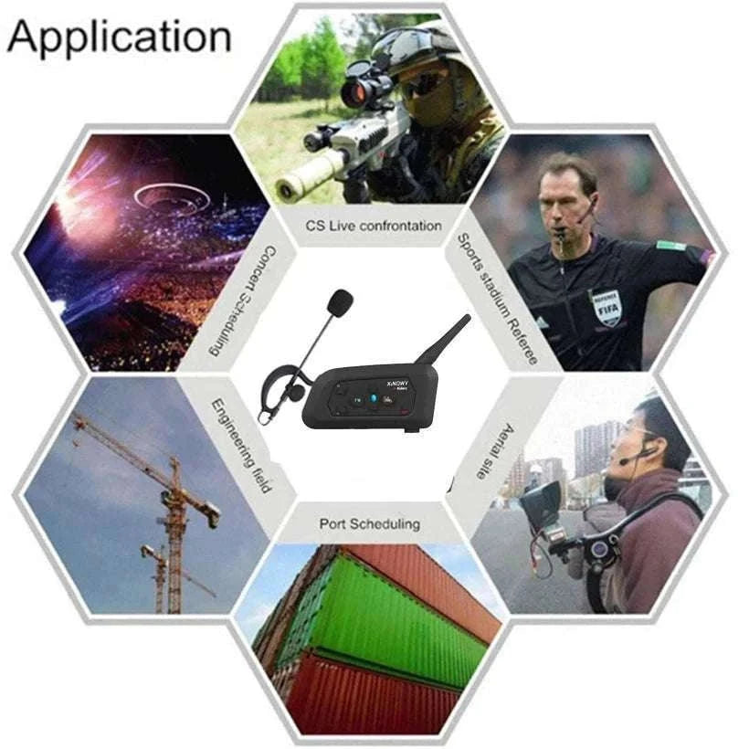 4-Person Referee Intercom Headset V4C 1200m Full Duplex Bluetooth-V4Cx4 add Handbag
