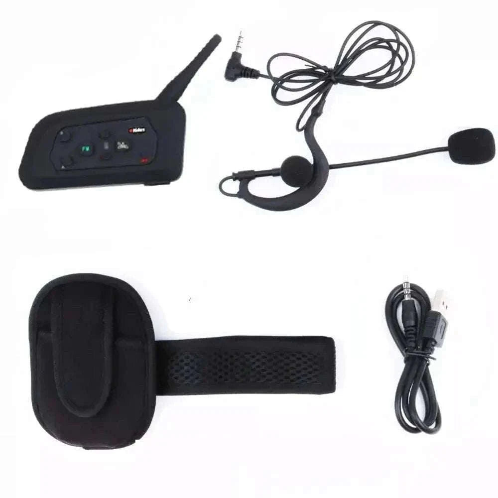 4-Person Referee Intercom Headset V4C 1200m Full Duplex Bluetooth-V4Cx4 add Handbag