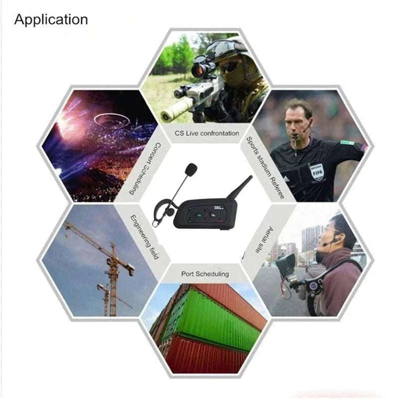 4-Person Referee Intercom Headset V4C 1200m Full Duplex Bluetooth-V4Cx4 add Handbag