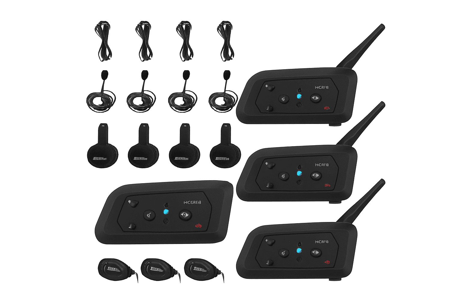 4-Person Referee Intercom Headset V4C 1200m Full Duplex Bluetooth-V4Cx4 add Handbag