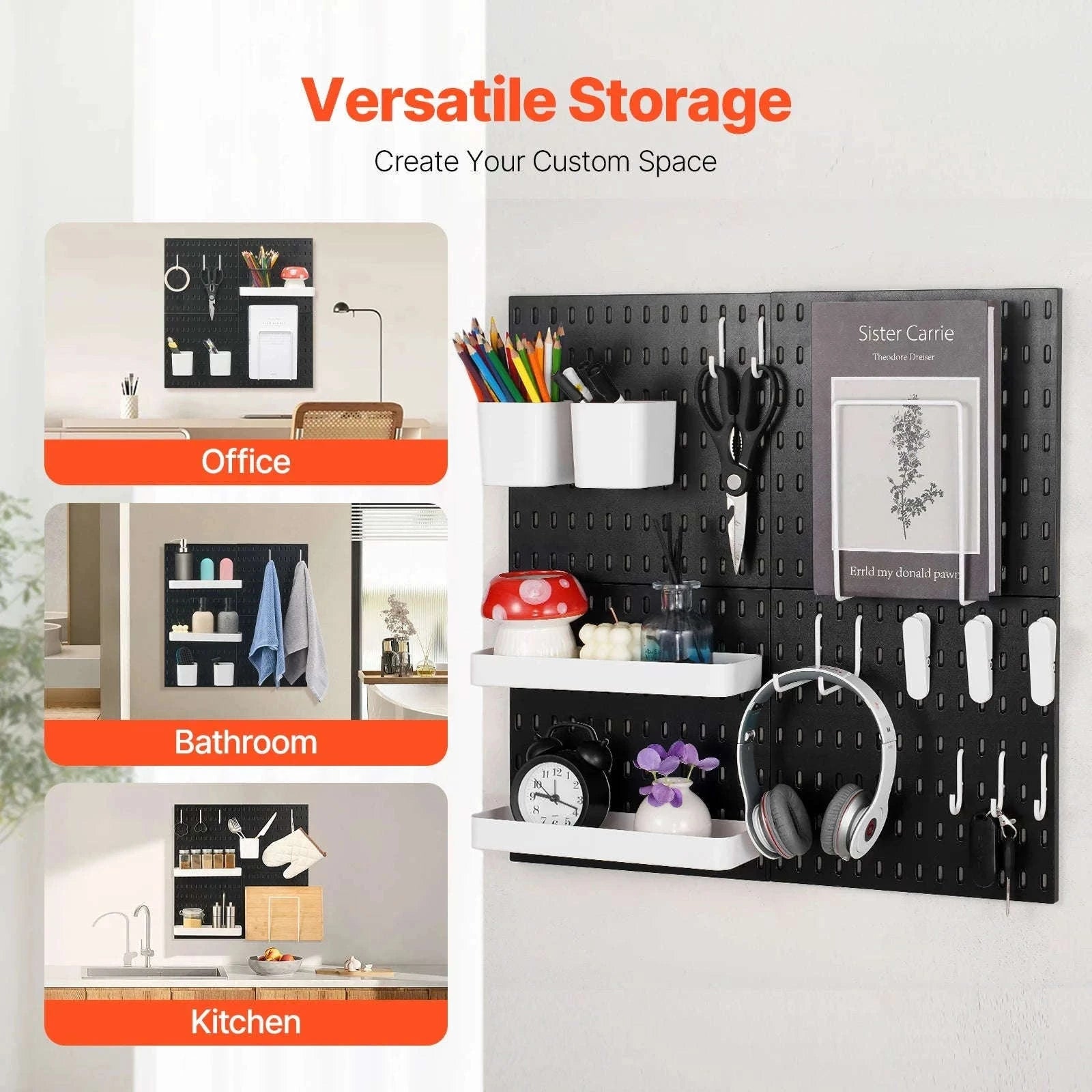 4-Piece 11 x 11 in Plastic Pegboard Wall Panels-4pcs 11x11in / france
