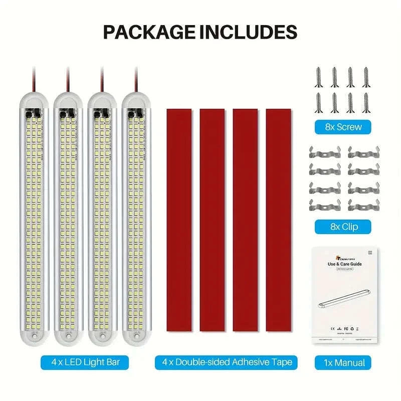 4-Piece 12V/24V LED Interior Light Bar Set-JX3385-4 / China Mainland