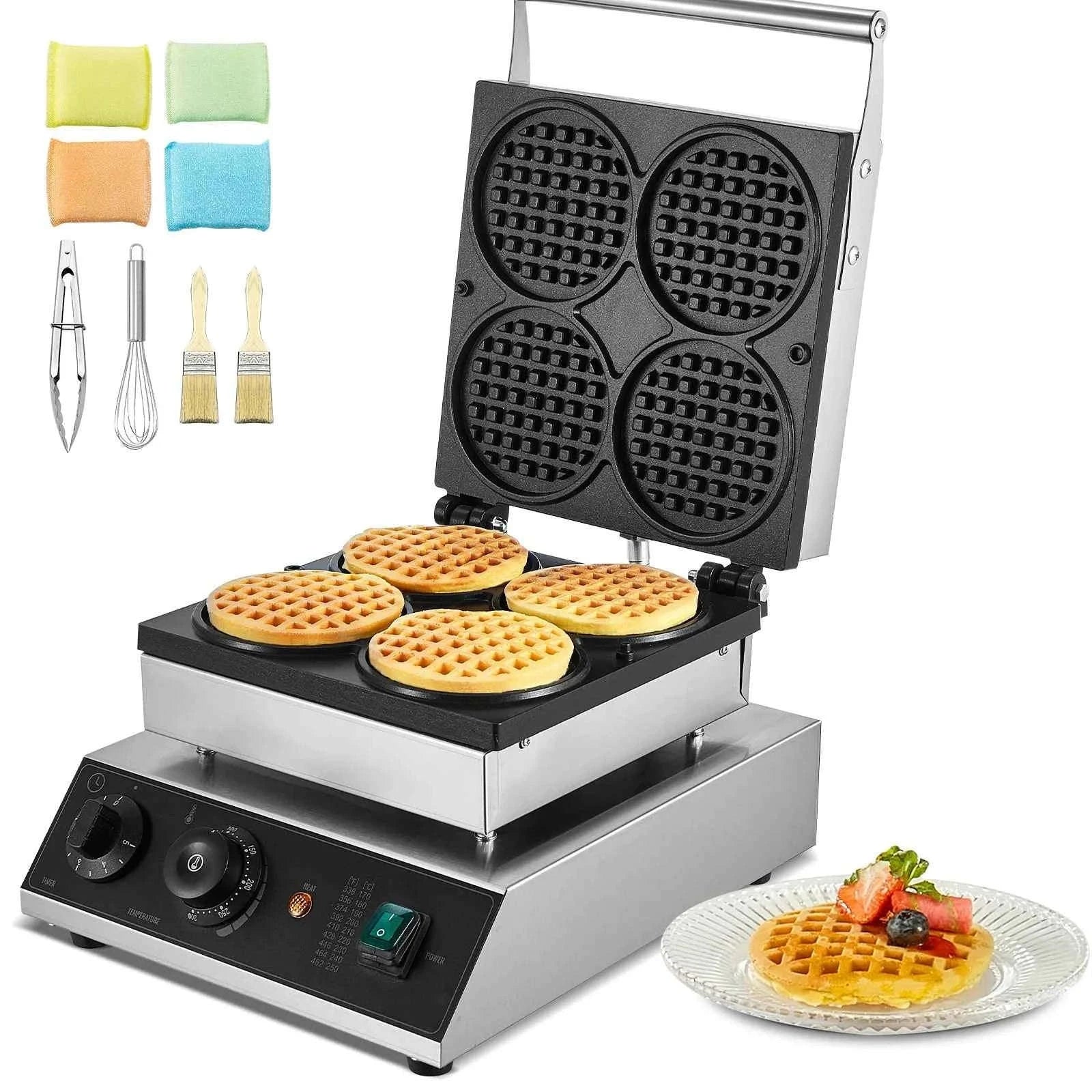 4-Piece Commercial Round Waffle Maker with Temperature Control-4 PCS / CZECH REPUBLIC
