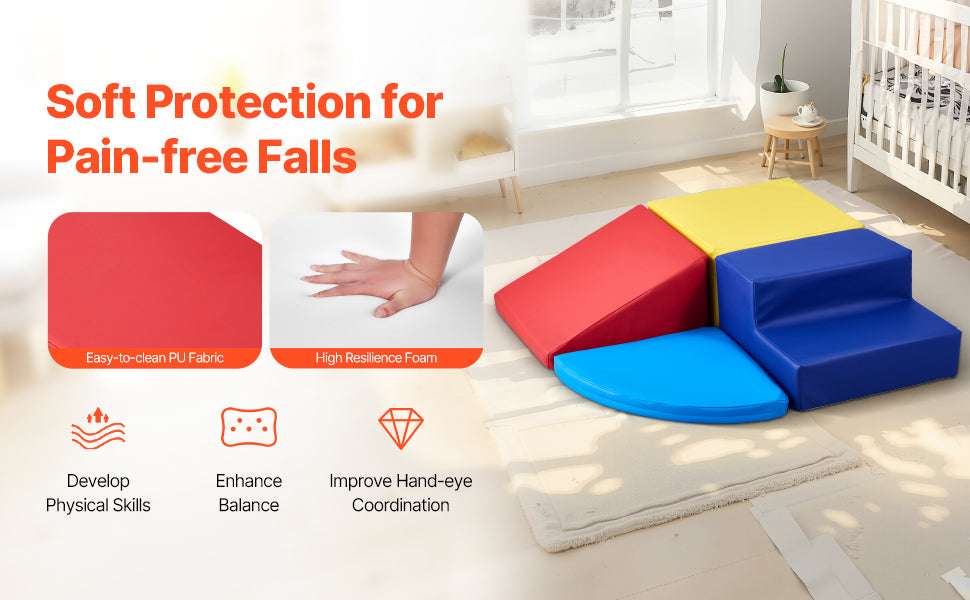 4-Piece Kids Foam Climbing Blocks Indoor Playset for Crawling & Sliding-4Pcs / spain