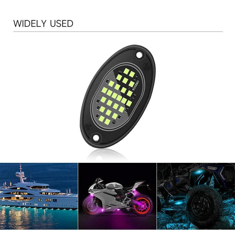 4-Piece LED Rock Lights for Trucks and Off-Road Vehicles-Blue