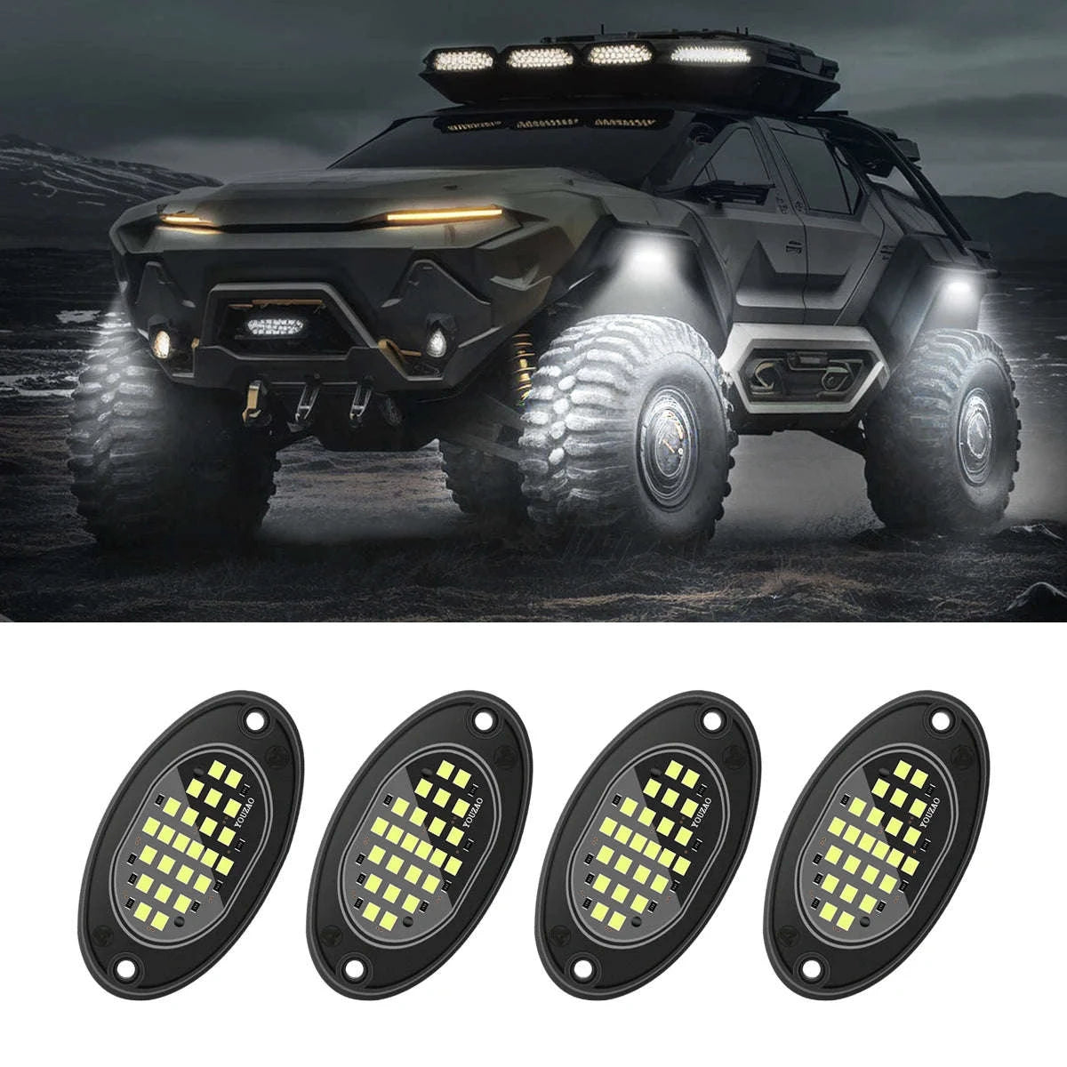 4-Piece LED Rock Lights for Trucks and Off-Road Vehicles-Blue