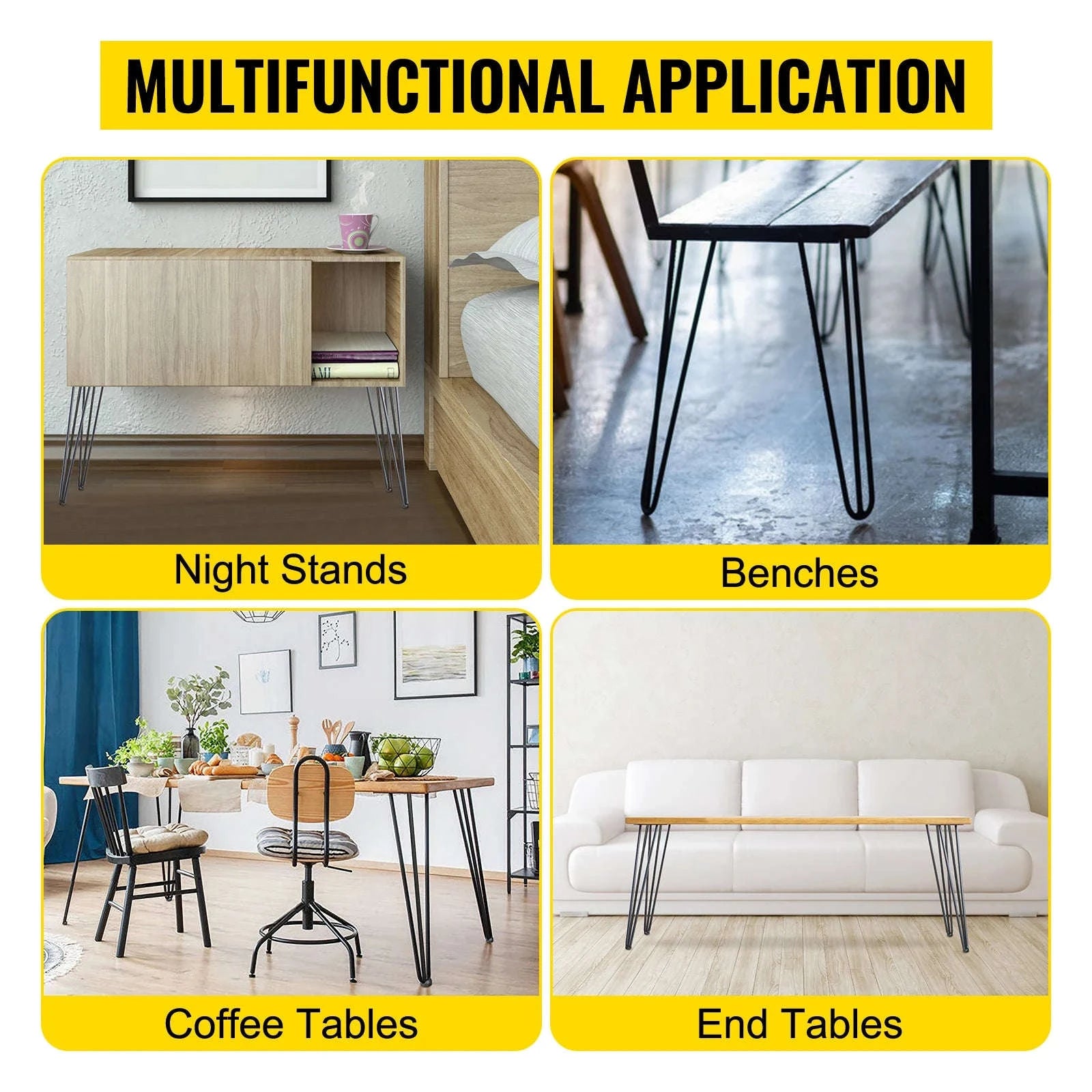 4-Piece Metal Hairpin Table Legs 16-40 Inch 3-Rod Furniture Legs-20 inch / spain