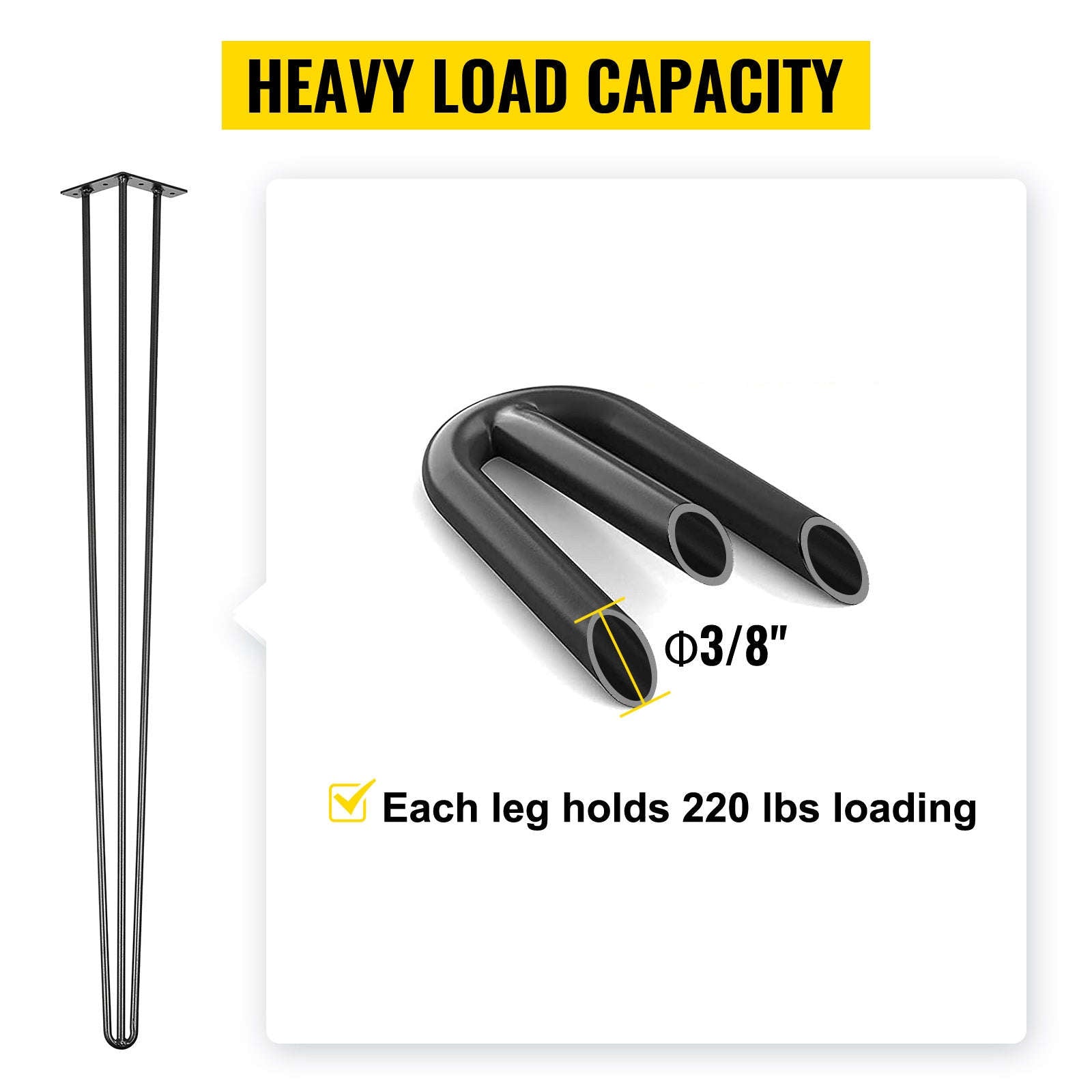 4-Piece Metal Hairpin Table Legs 16-40 Inch 3-Rod Furniture Legs-20 inch / spain