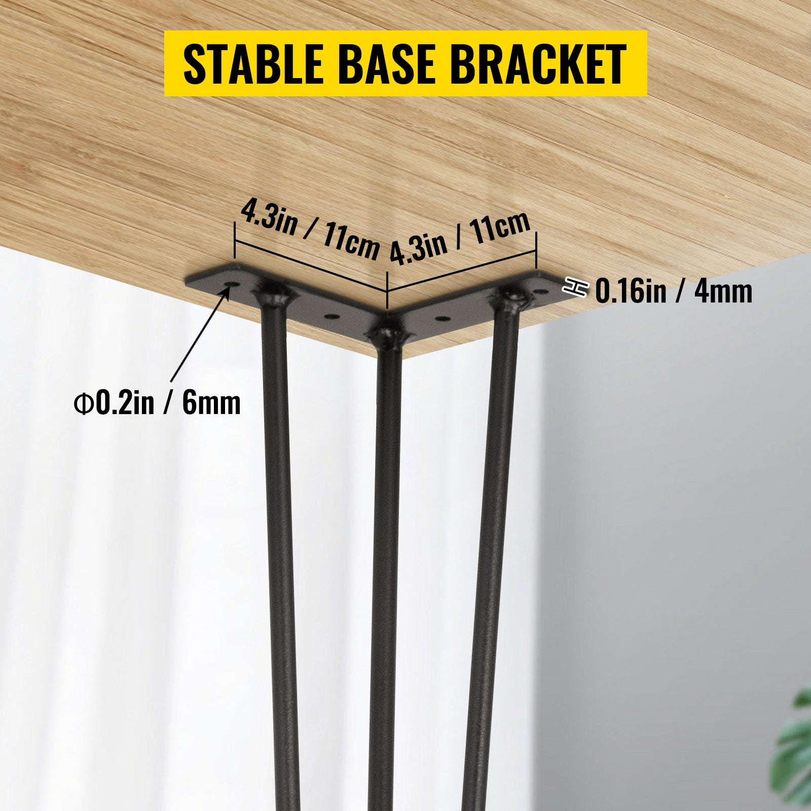 4-Piece Metal Hairpin Table Legs 16-40 Inch 3-Rod Furniture Legs-20 inch / spain