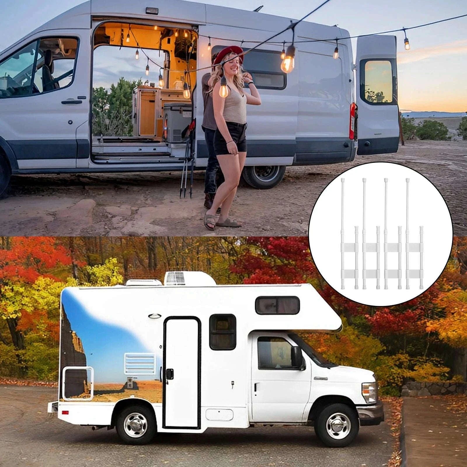 4-Piece RV Refrigerator Bar Set Adjustable Tension Storage Rods-4PCS