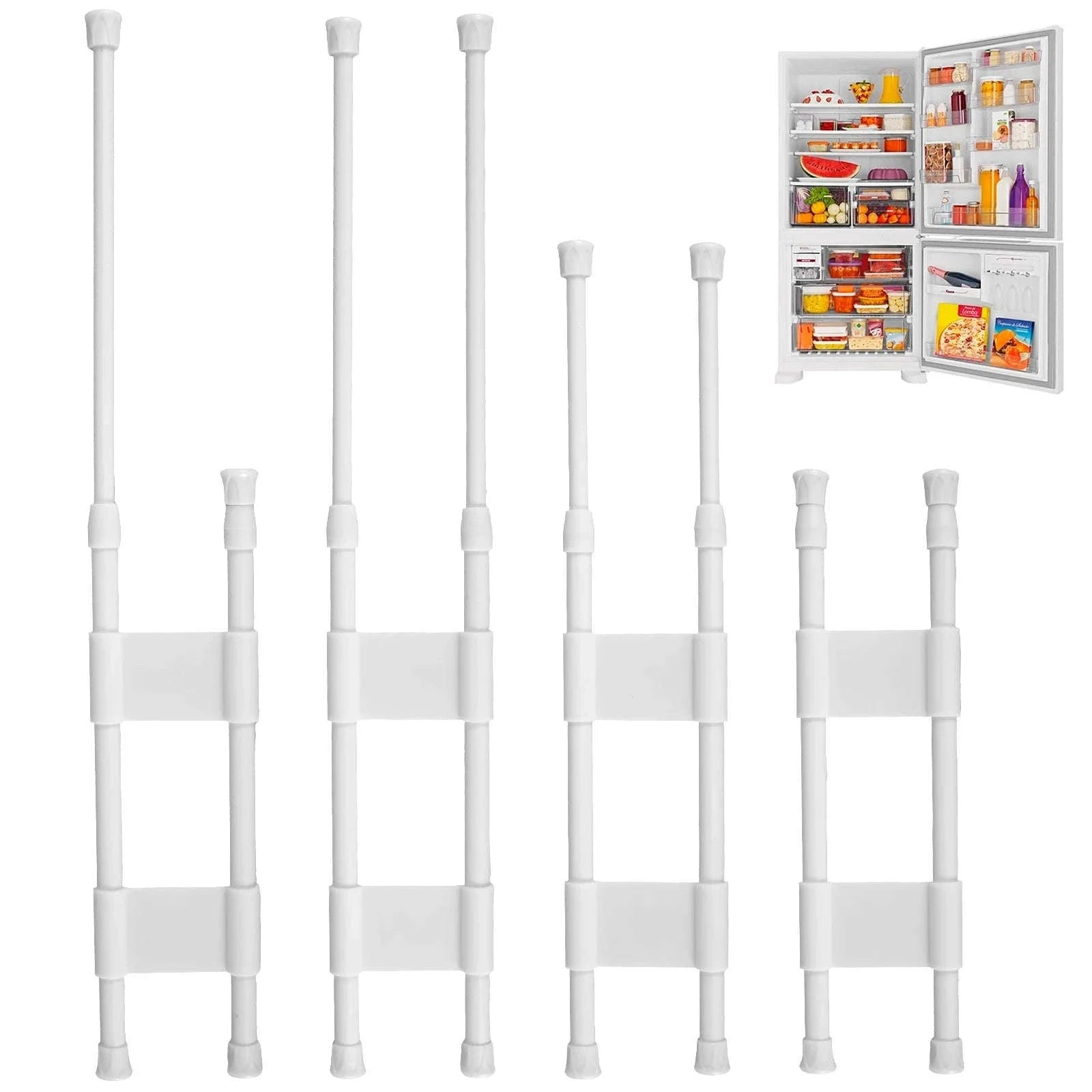 4-Piece RV Refrigerator Bar Set Adjustable Tension Storage Rods-4PCS
