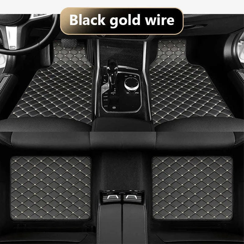 4-Piece Universal Car Floor Mat Set-Black Gold