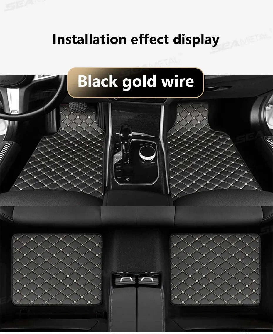 4-Piece Universal Car Floor Mat Set-Black Gold