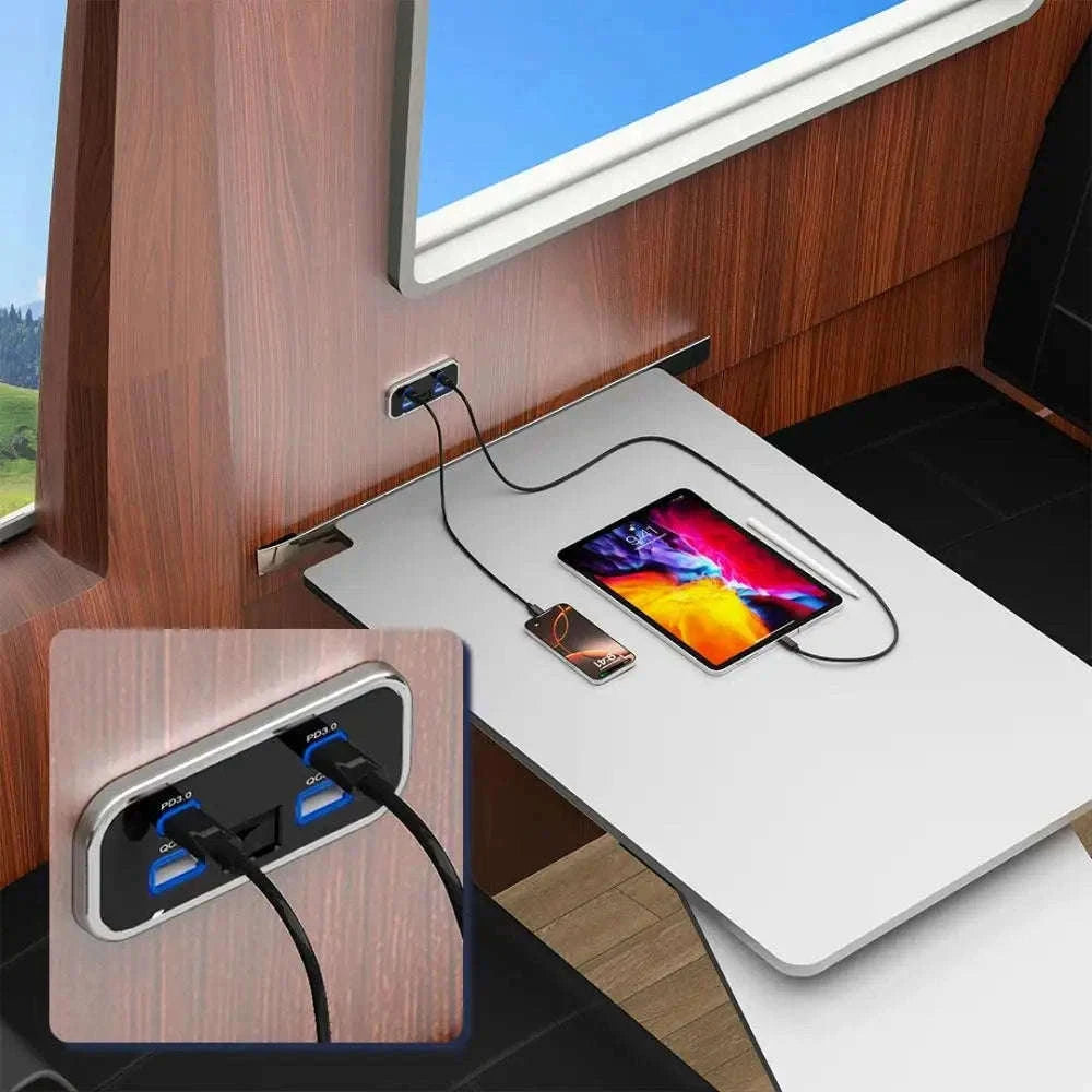 4-Port 12V/24V Car USB Socket Charger with Dual USB-C and Dual USB-A-2USB 2 Type C -B / China Mainland